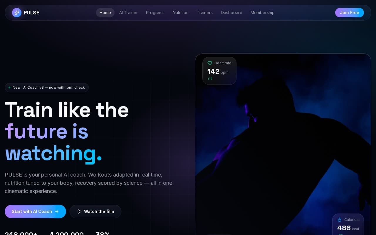 PULSE – AI Fitness Platform interface preview